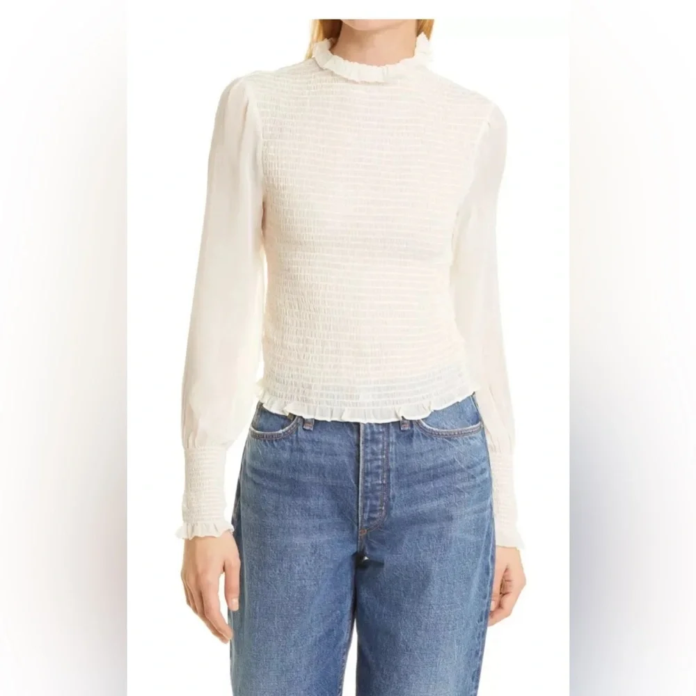 Rag & Bone Kayden Smocked Ruffled Blouse - Picture 2 of 7